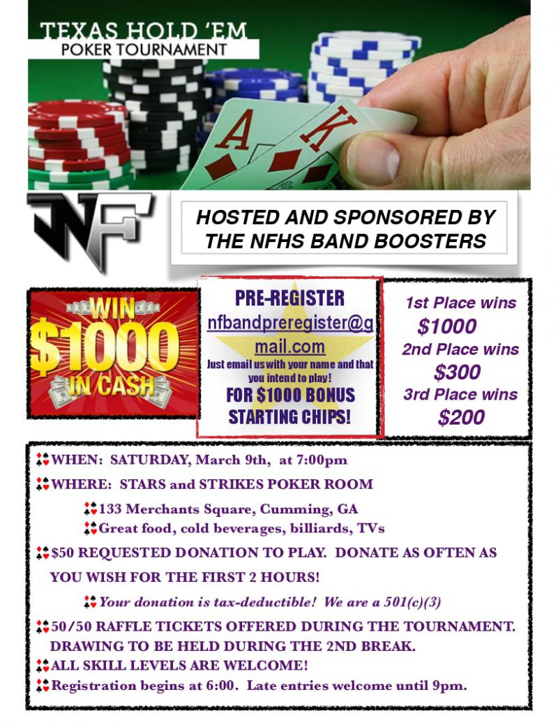 NFHS Band Boosters - Stars and Strikes at 5thstreetpoker.com